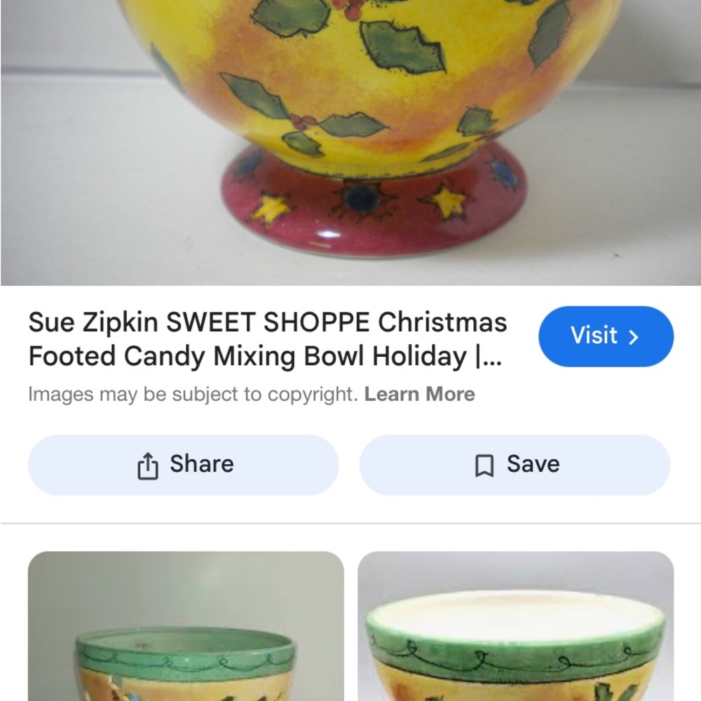 The Sweet Shoppe Christmas Footed Candy Mixing Bowl by Sue Zipkin - Picture 6 of 10